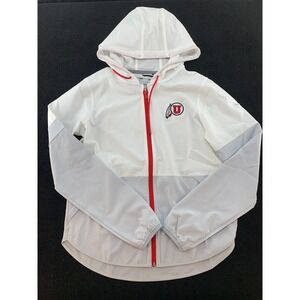 Under Armour UA Squad Warm‎ Up Jacket White Red U of Utah Womens SM P CH